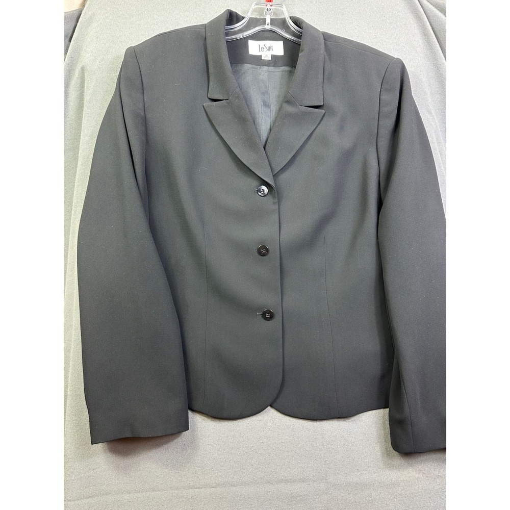 Le Suit Women's Black 3‎ Button Blazer Jacket Size 18 Professional Career Crepe